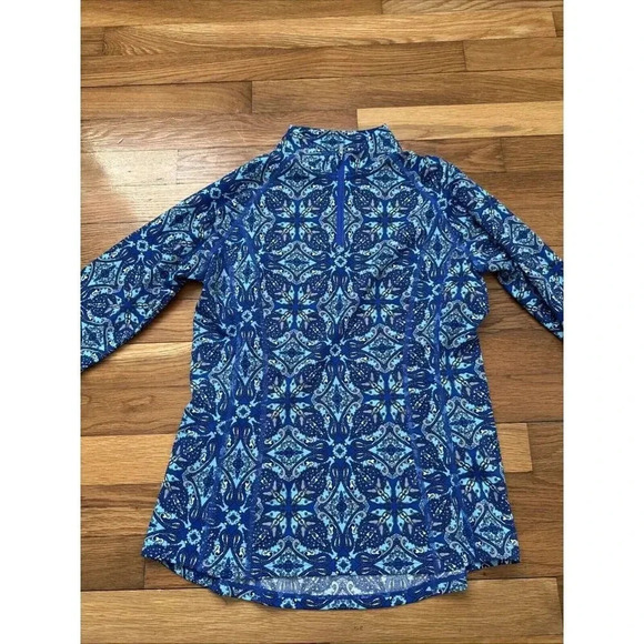 Coolibar UPF 50+ Long Sleeve Freestyle Shirt/Rash Guard 3/4 Zip Blue Size XS - Picture 2 of 7